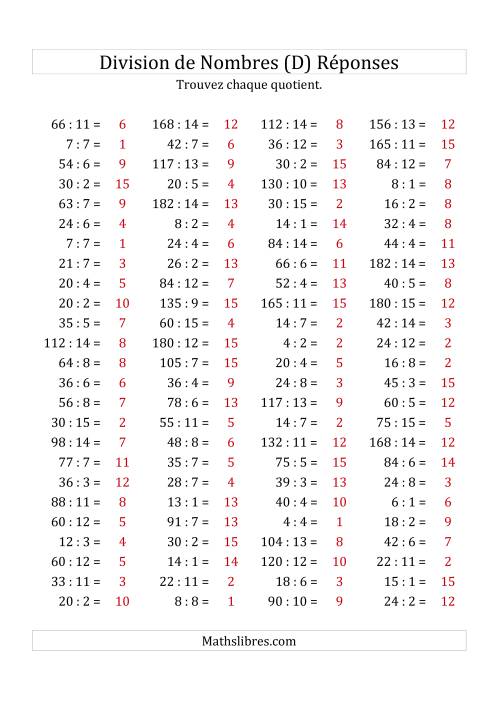 Division de Nombres Jusqu'à 225 (D) page 2