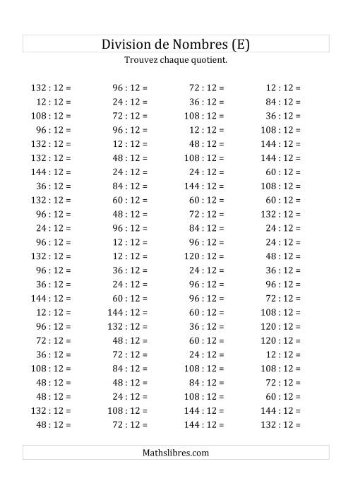 Division de Nombres Par 12 (Quotient 1 - 12) (E)