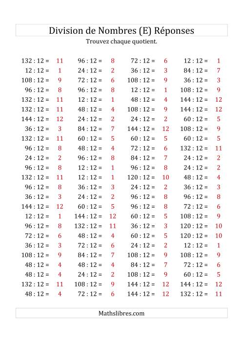 Division de Nombres Par 12 (Quotient 1 - 12) (E) page 2
