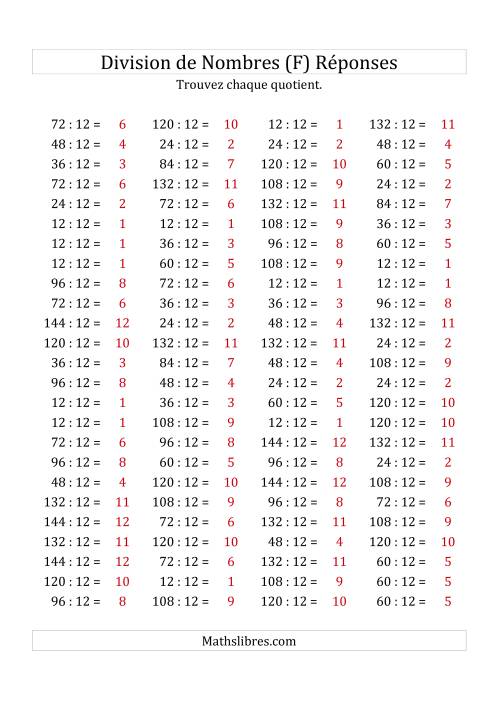 Division de Nombres Par 12 (Quotient 1 - 12) (F) page 2