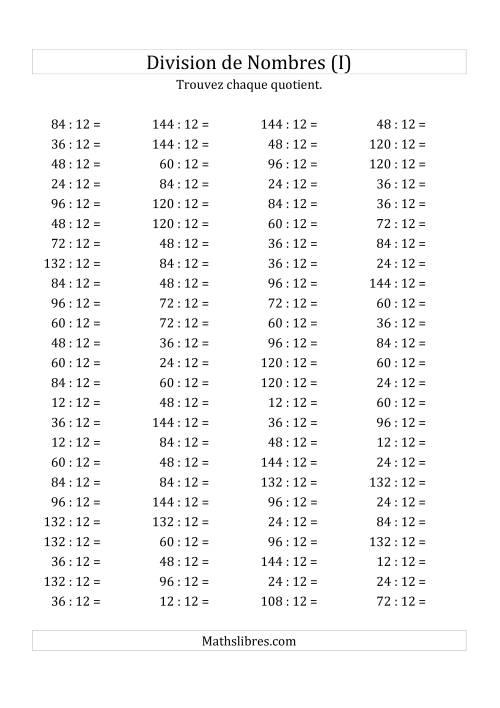 Division de Nombres Par 12 (Quotient 1 - 12) (I)