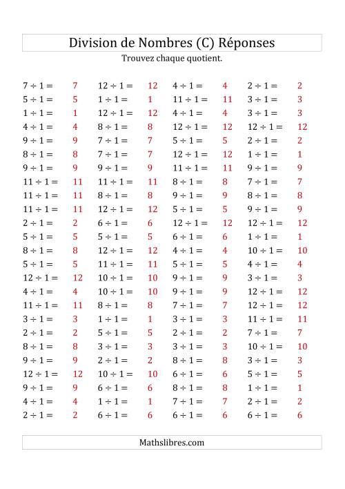 Division de Nombres Par 1 (Quotient 1 - 12) (C) page 2