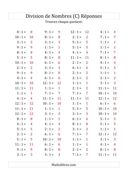 Division de Nombres Par 1 (Quotient 1 - 12) (C) page 2