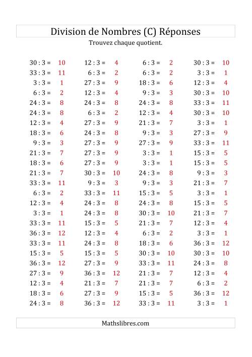Division de Nombres Par 3 (Quotient 1 - 12) (C) page 2