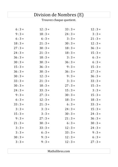 Division de Nombres Par 3 (Quotient 1 - 12) (E)