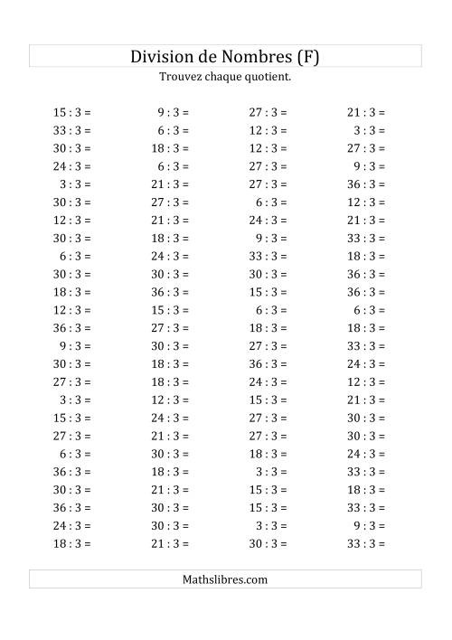 Division de Nombres Par 3 (Quotient 1 - 12) (F)