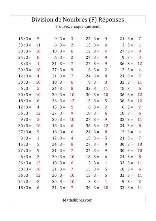 Division de Nombres Par 3 (Quotient 1 - 12) (F) page 2