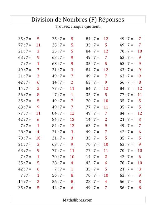 Division de Nombres Par 7 (Quotient 1 - 12) (F) page 2