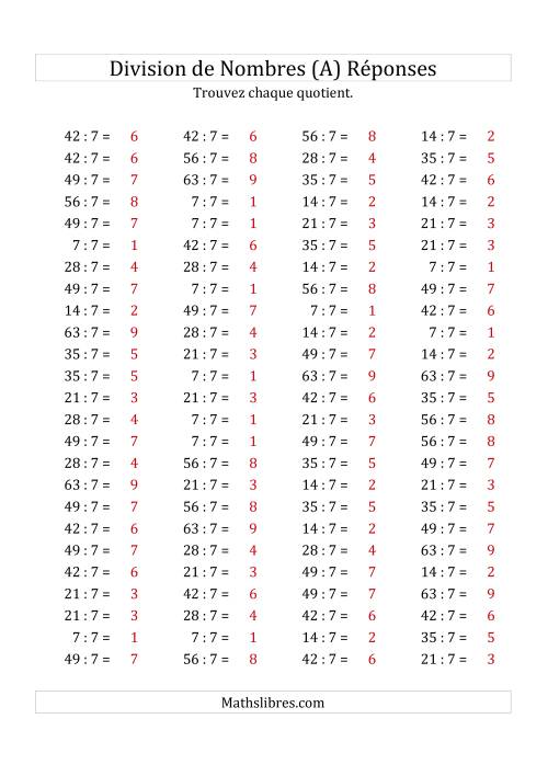 Division de Nombres Par 7 (Quotient 1 - 9) (Tout) page 2