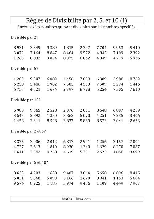 Divisibilité par 2, 5 et 10 -- 4-chiffres (I)