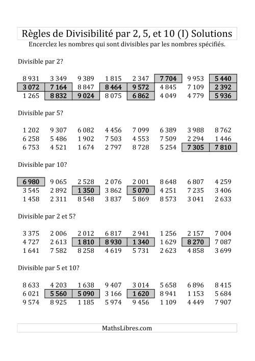 Divisibilité par 2, 5 et 10 -- 4-chiffres (I) page 2