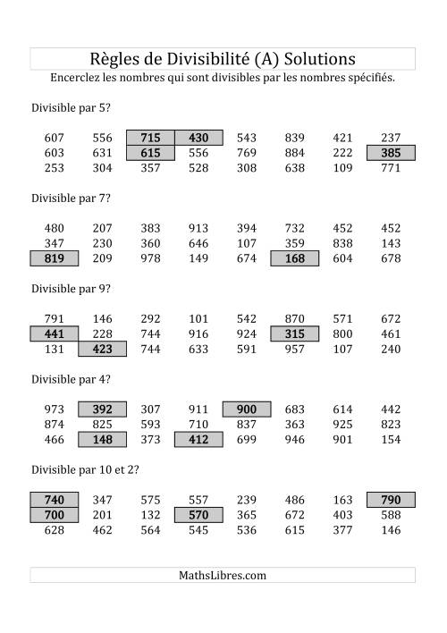 Divisibilité par chiffres 2 à 10 -- 3-chiffres (Tout) page 2