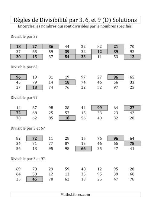 Divisibilité par 3, 6 et 9 -- 2-chiffres (D) page 2