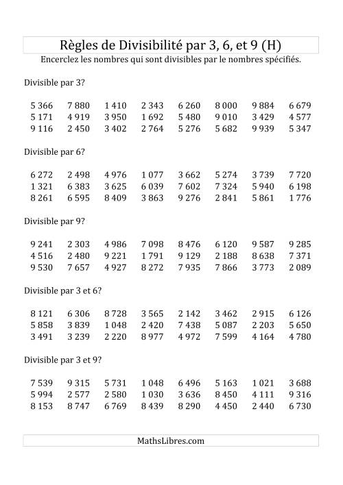 Divisibilité par 3, 6 et 9 -- 4-chiffres (H)