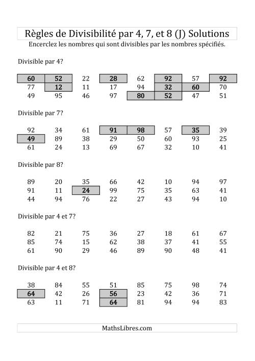 Divisibilité par 4, 7 et 8 -- 2-chiffres (J) page 2