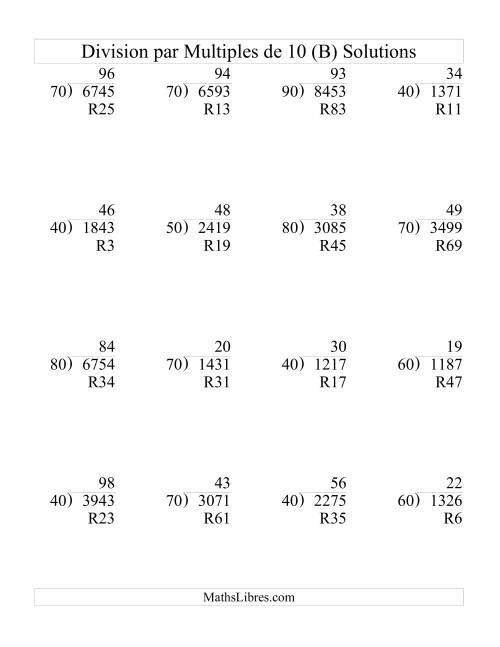 Division Longue -- Multiple de 10 -- Quotient Deux-Chiffres (B) page 2
