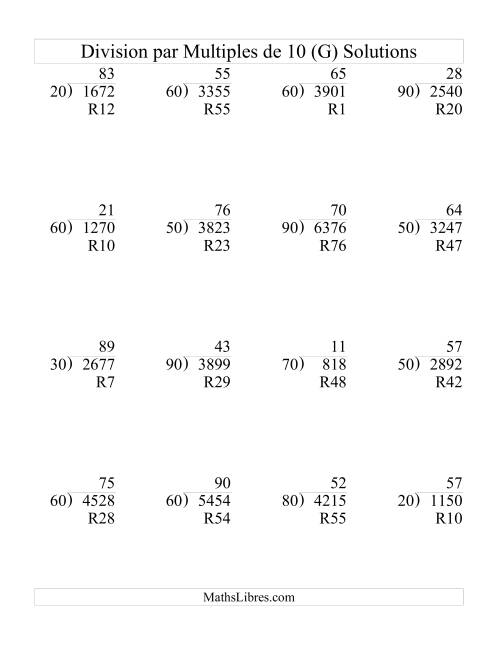 Division Longue -- Multiple de 10 -- Quotient Deux-Chiffres (G) page 2