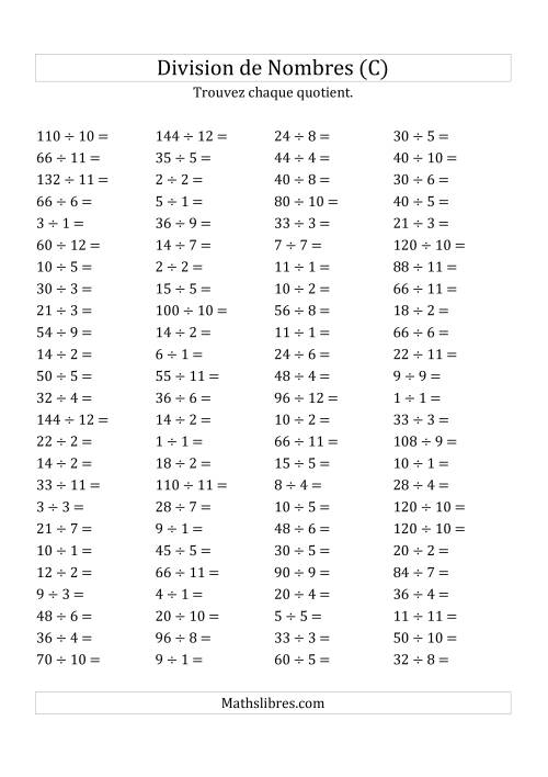 Division de Nombres Jusqu'à 144 (C)