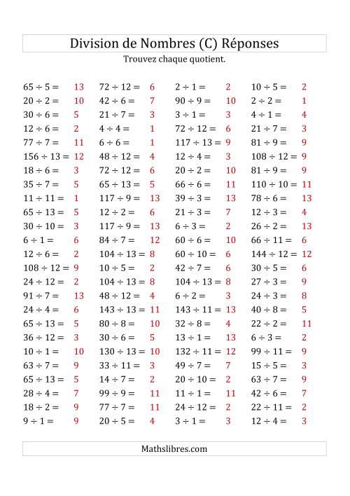 Division de Nombres Jusqu'à 169 (C) page 2
