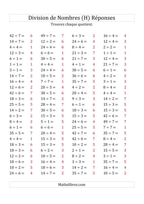 Division de Nombres Jusqu'à 49 (H) page 2