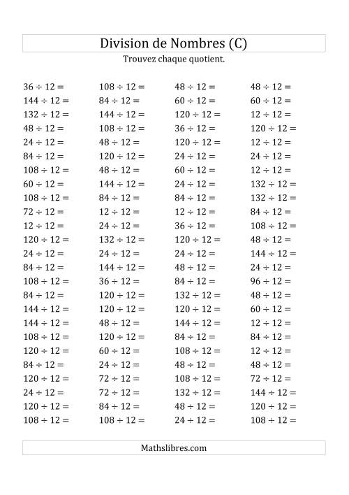 Division de Nombres Par 12 (Quotient 1 - 12) (C)
