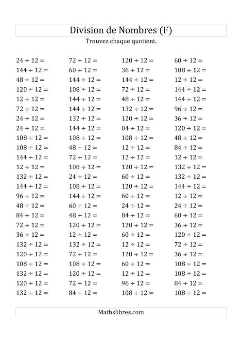 Division de Nombres Par 12 (Quotient 1 - 12) (F)