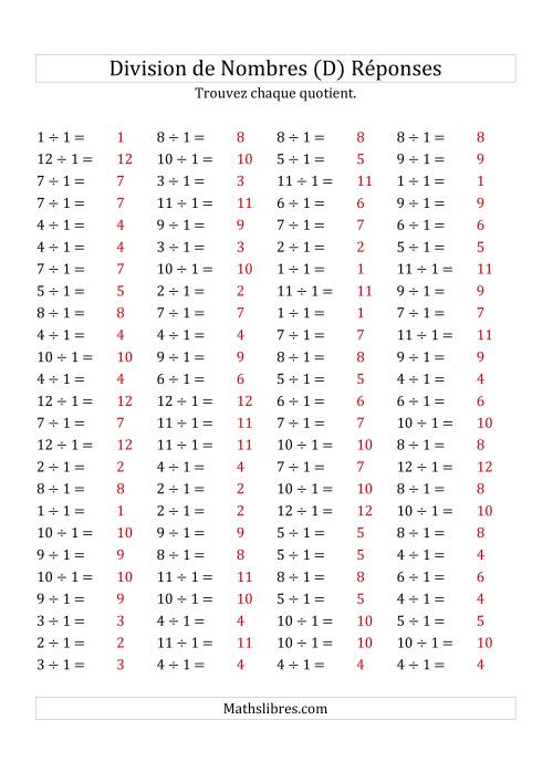 Division de Nombres Par 1 (Quotient 1 - 12) (D) page 2