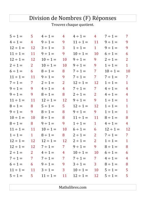 Division de Nombres Par 1 (Quotient 1 - 12) (F) page 2
