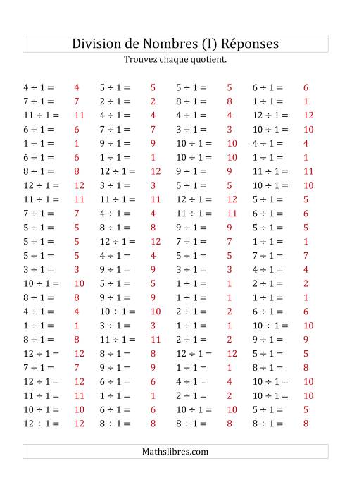 Division de Nombres Par 1 (Quotient 1 - 12) (I) page 2