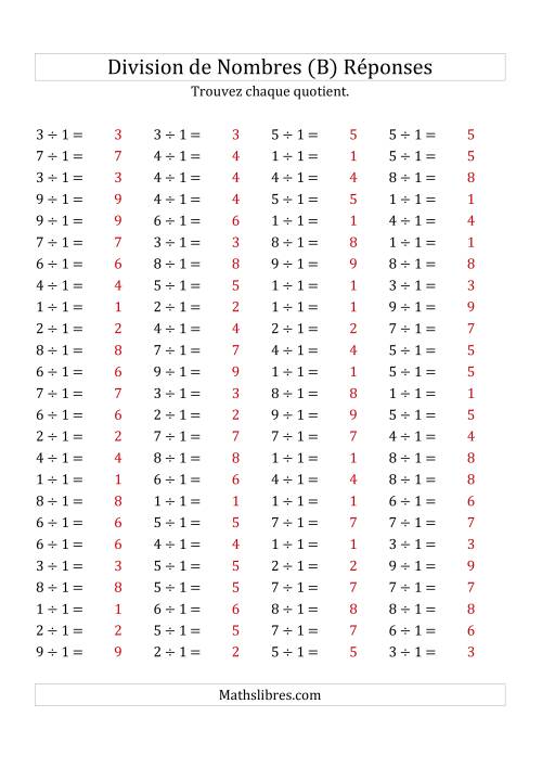 Division de Nombres Par 1 (Quotient 1 - 9) (B) page 2
