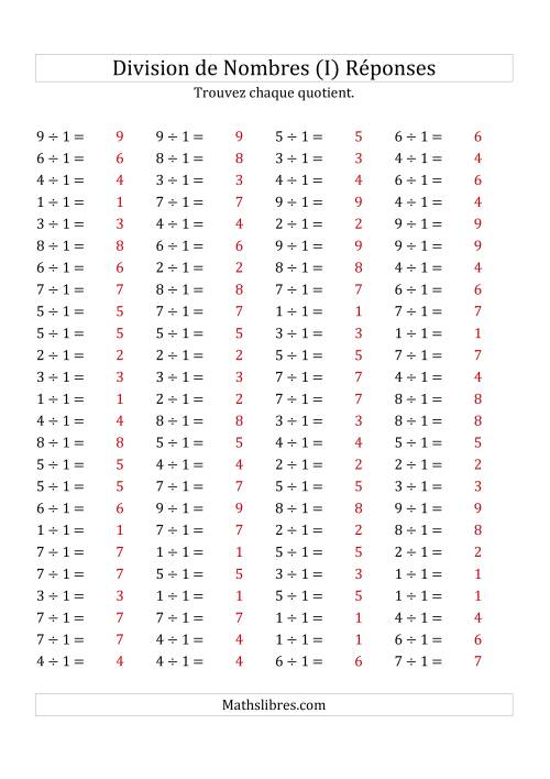 Division de Nombres Par 1 (Quotient 1 - 9) (I) page 2