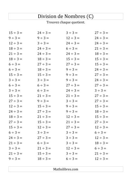 Division de Nombres Par 3 (Quotient 1 - 9) (C)