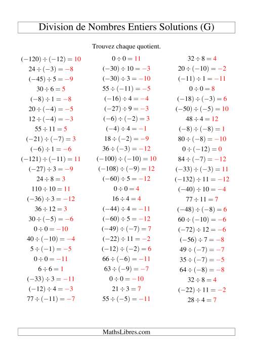 Division de nombres entiers de (-12) à 12 (75 par page) (G) page 2