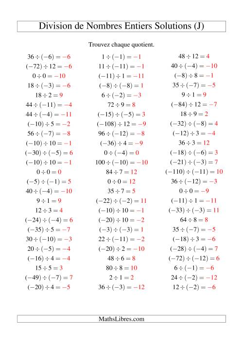 Division de nombres entiers de (-12) à 12 (75 par page) (J) page 2
