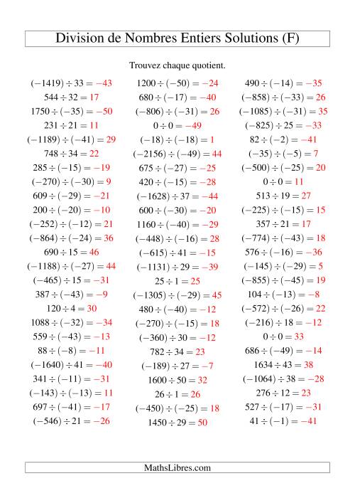 Division de nombres entiers de (-50) à 50 (75 par page) (F) page 2