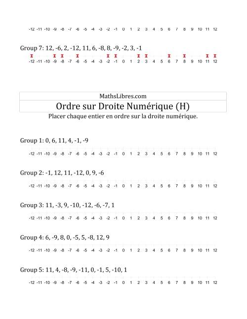 Classification en ordre des nombres entiers sur une droite numérique (à échelle) (H) page 2