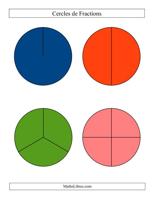 Cercles de Fractions Larges Colorés et Non-Étiquetés