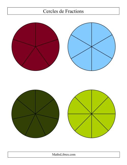 Cercles de Fractions Larges Colorés et Non-Étiquetés page 2