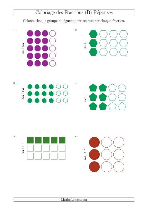 Coloriage de Groupes de Figures pour Représenter des Fractions (B) page 2