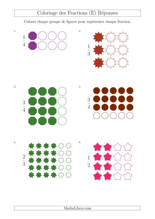 Coloriage de Groupes de Figures pour Représenter des Fractions (E) page 2