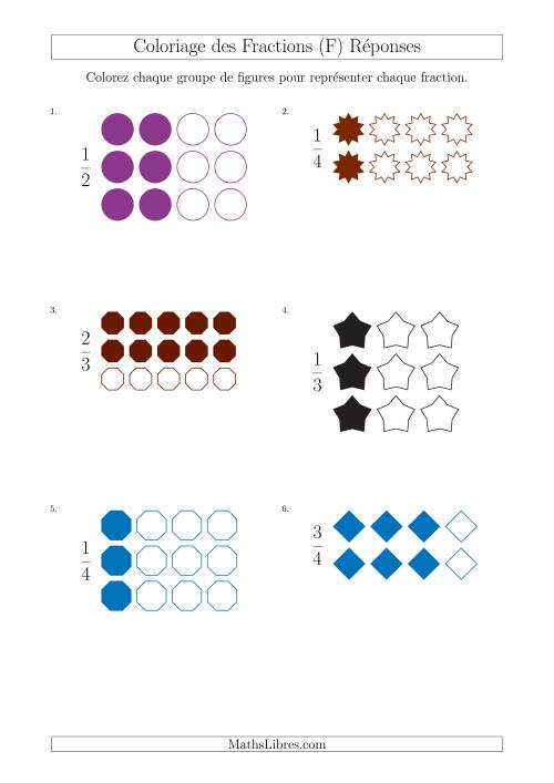Coloriage de Groupes de Figures pour Représenter des Fractions (F) page 2