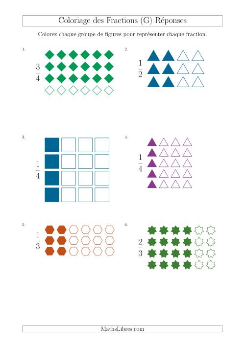 Coloriage de Groupes de Figures pour Représenter des Fractions (G) page 2