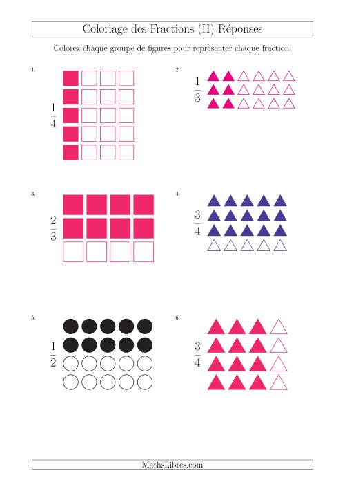 Coloriage de Groupes de Figures pour Représenter des Fractions (H) page 2