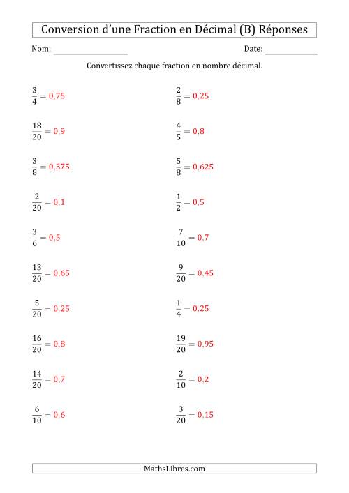 Conversion de Fractions en Nombres Décimaux Finis (B) page 2