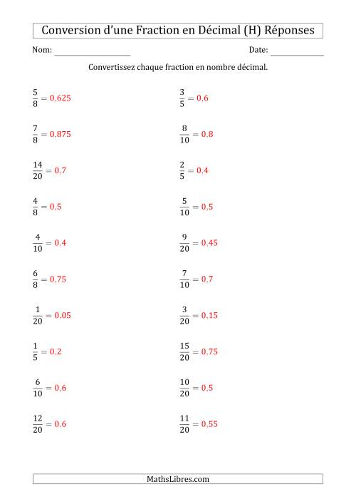 Conversion de Fractions en Nombres Décimaux Finis (H) page 2
