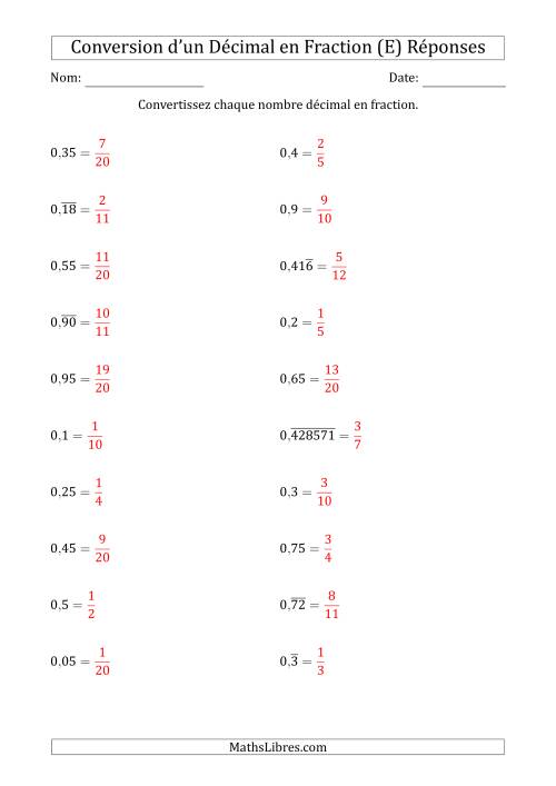 Conversion de Nombres Décimaux Finiset Périodiques en Fractions (E) page 2