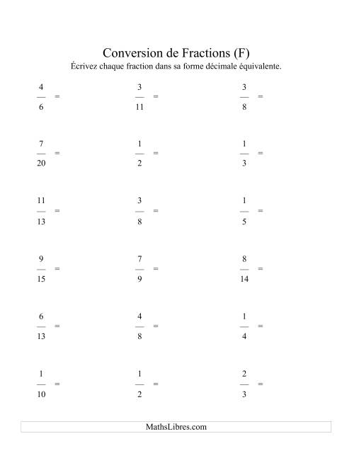 Conversion de Fractions en Nombres Décimaux (F)