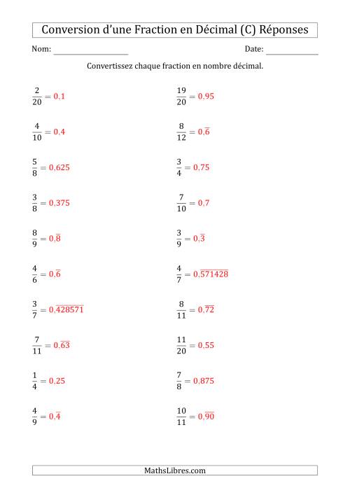 Conversion de Fractions en Nombres Décimaux Finis et Périodiques (C) page 2