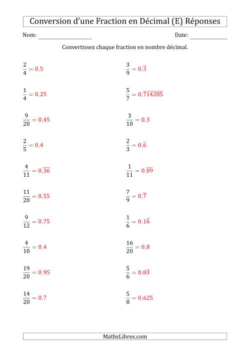 Conversion de Fractions en Nombres Décimaux Finis et Périodiques (E) page 2