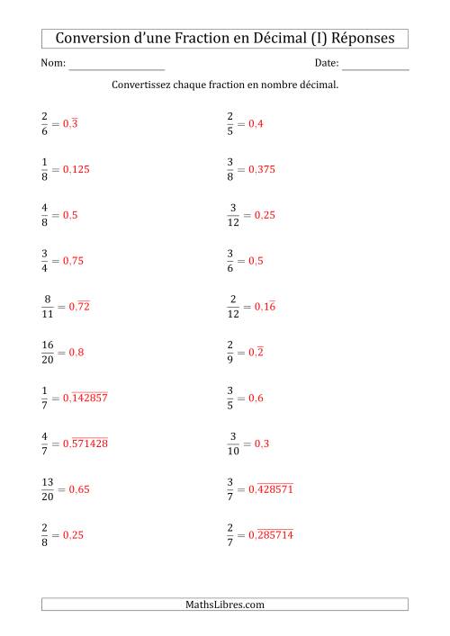 Conversion de Fractions en Nombres Décimaux Finis et Périodiques (I) page 2